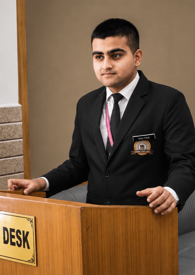 Hotel reception desk with service bell