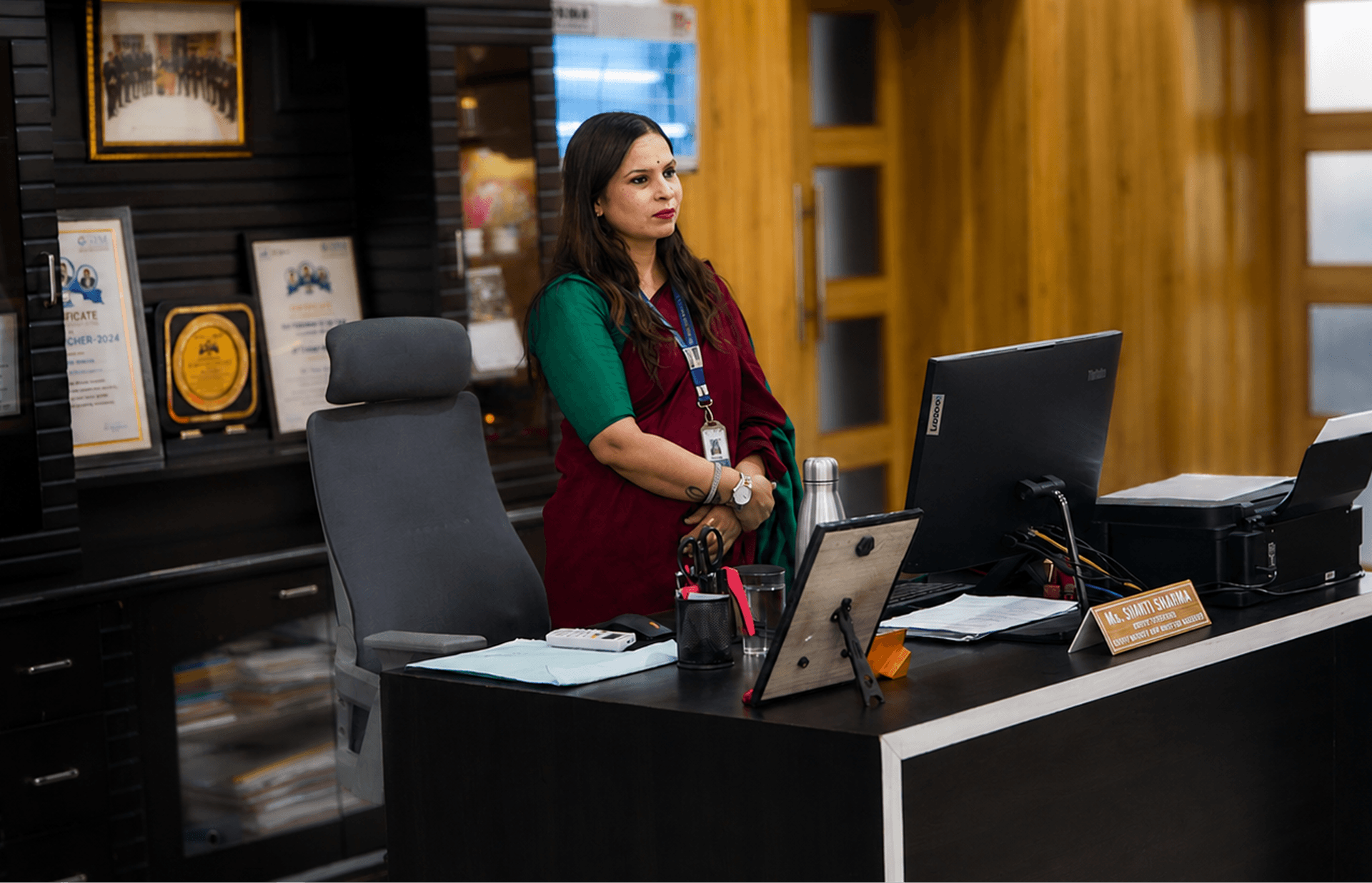 SRM admissions team at the front office desk