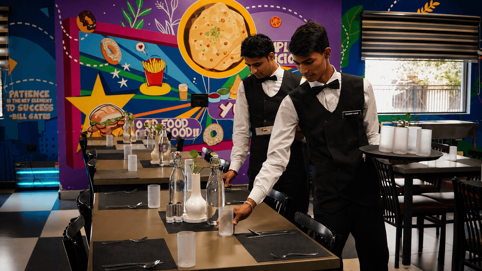 Training restaurant service environment
