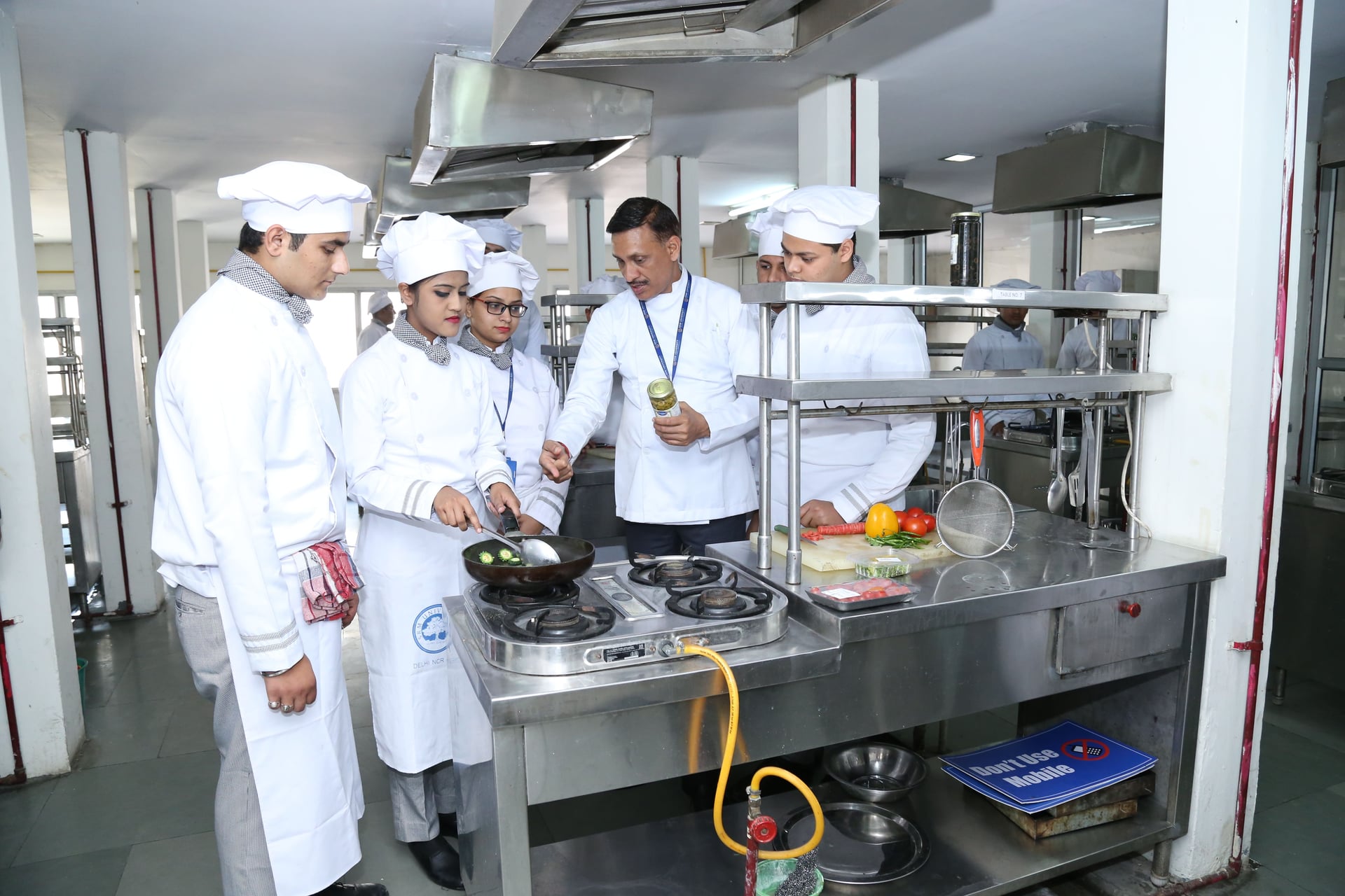 Culinary training session in the professional kitchen