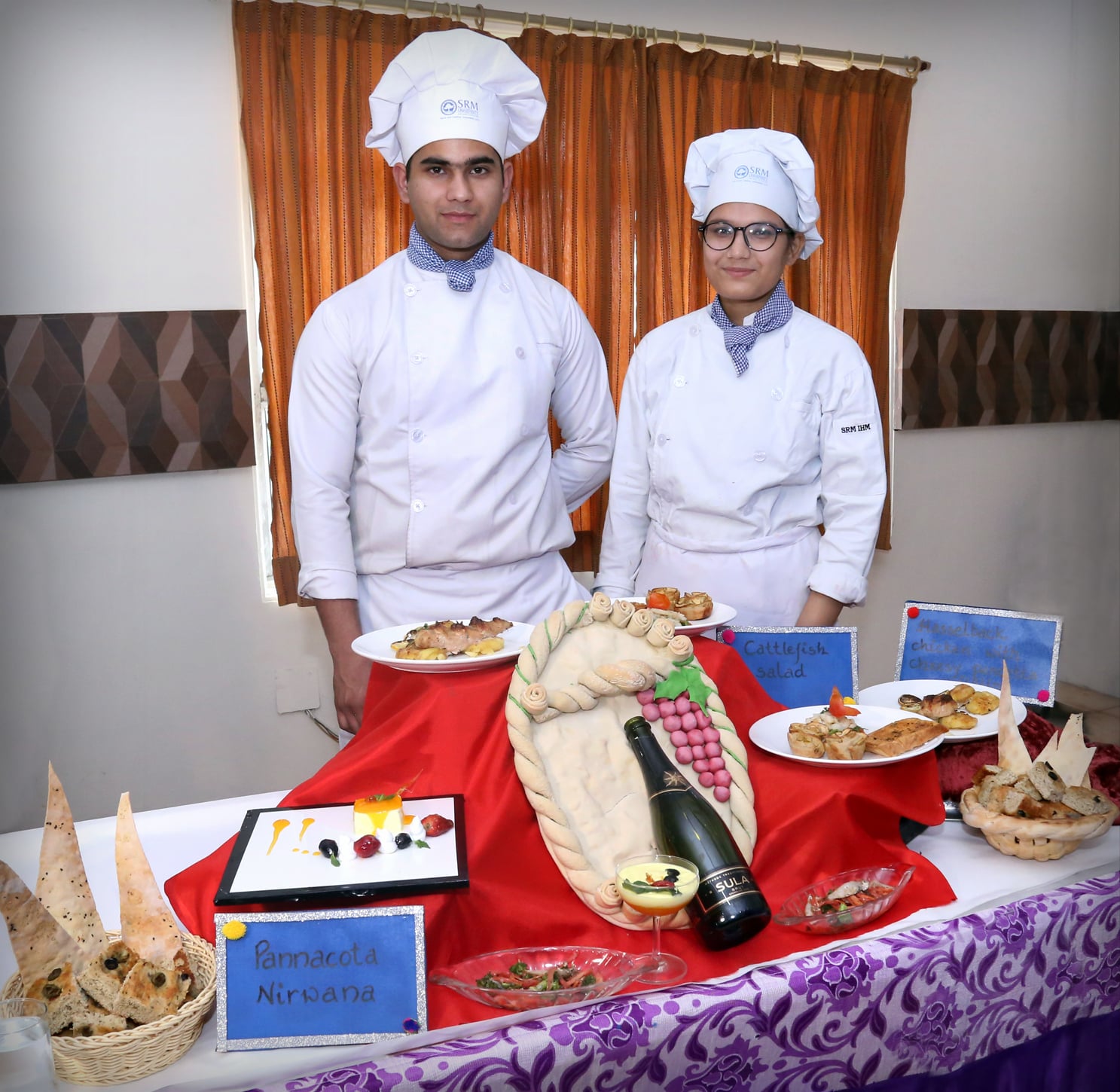 Waiter serving a guest in a training restaurant