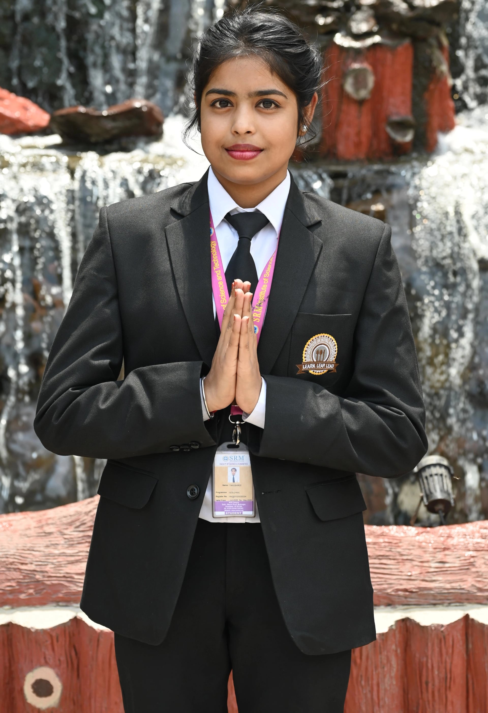 Student at the hotel bell desk