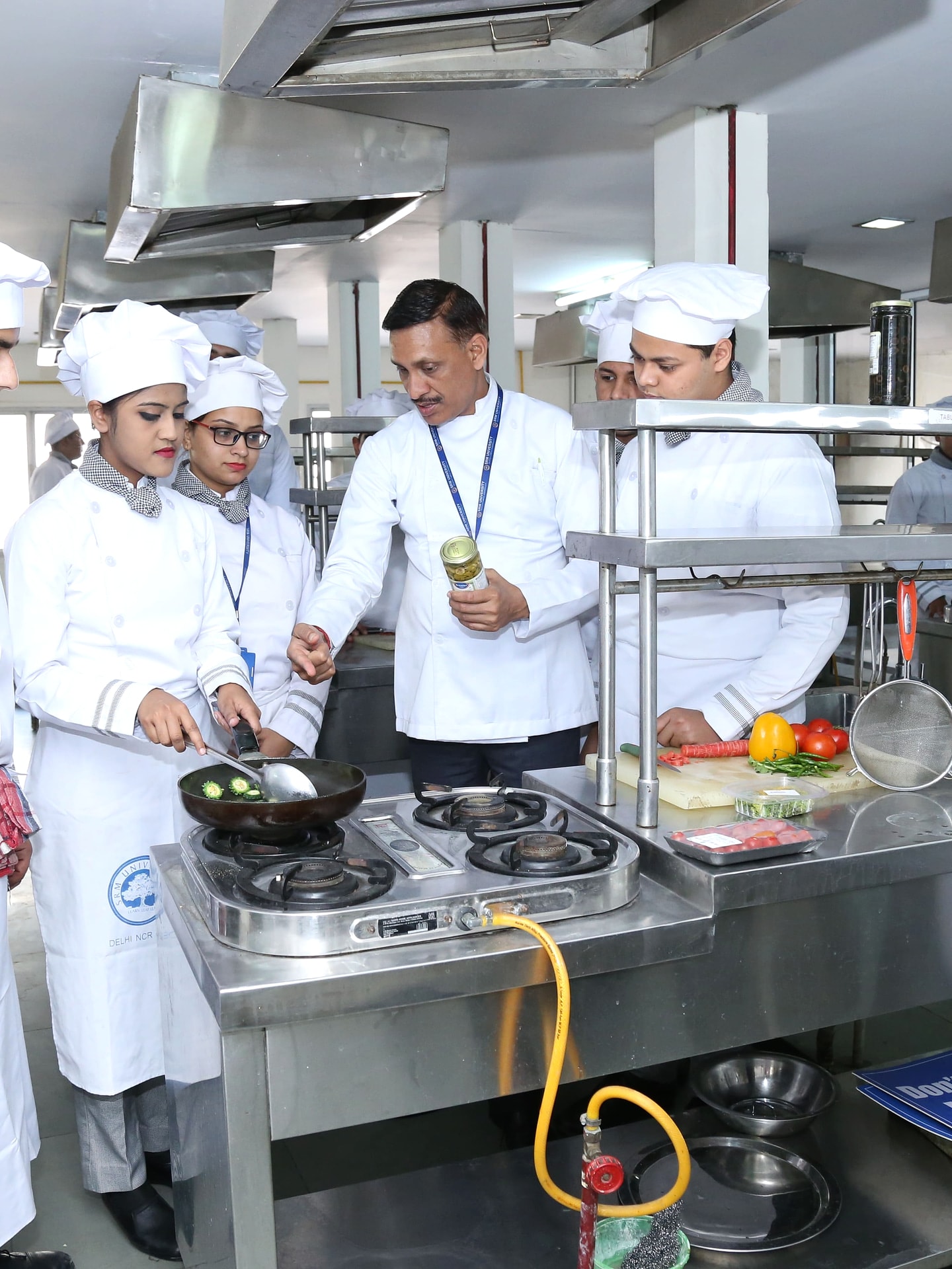 Students and instructor training in the production kitchen